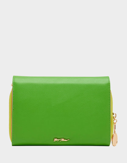 Betsey Johnson NET WORTH WALLET ON CHAIN GREEN Women's Tennis Wallet Crossbody Handbag
