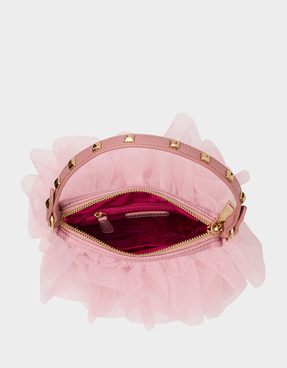 Betsey Johnson TUTU PRETTY PINK Women's Studded Shoulder Strap Tulle Crossbody Handbag