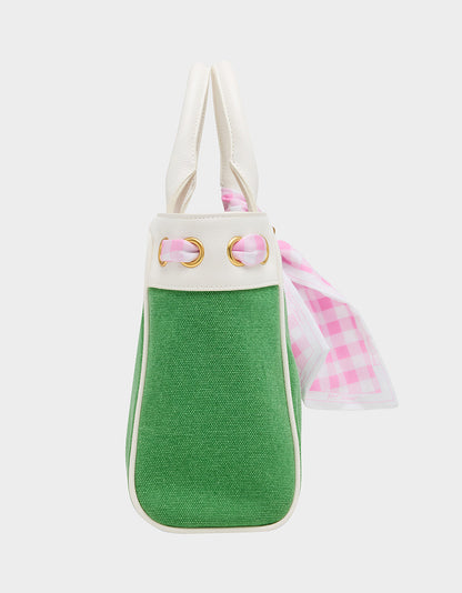 Betsey Johnson TALK BIRDIE TO ME SATCHEL GREEN Golf-Themed Scarf Detail Women's Satchel Handbag