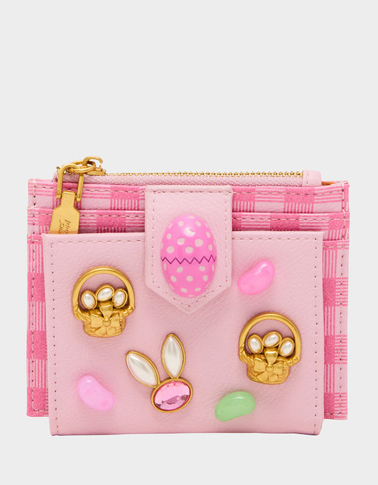 Betsey Johnson A TISKET A TASKET WALLET PINK MULTI Bifold Easter Women's Wallet