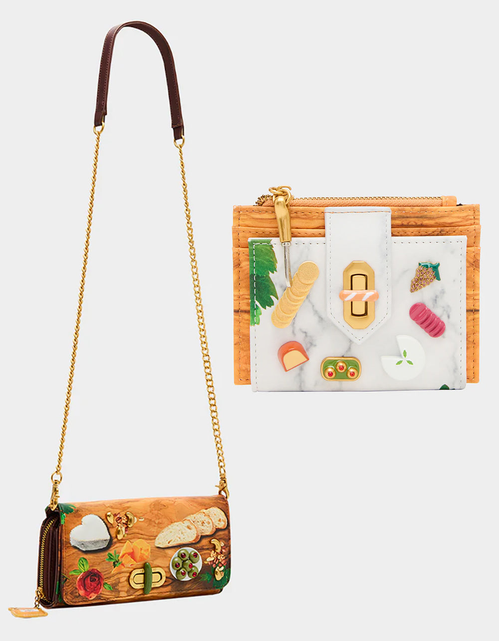 Betsey Johnson CHAR-CUTE-ERIE FOODIE BUNDLE Women's Charcuterie Wallet and Wallet on Chain Set