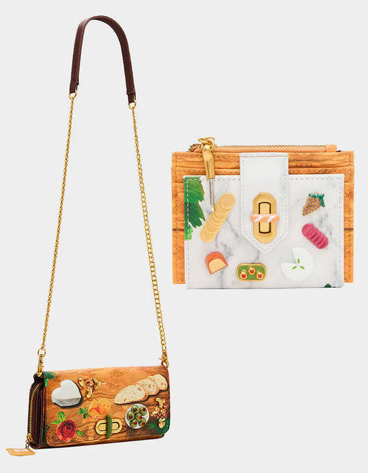 Betsey Johnson CHAR-CUTE-ERIE FOODIE BUNDLE Women's Charcuterie Wallet and Wallet on Chain Set