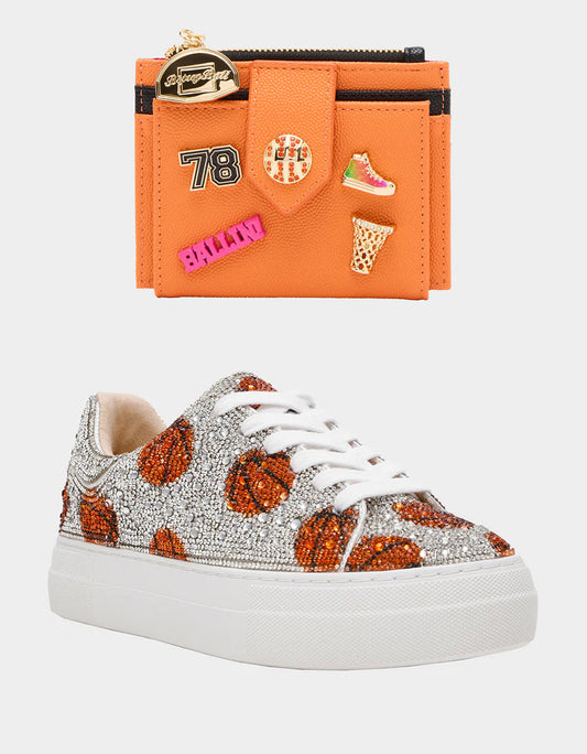 Betsey Johnson THE SLAM DUNK BUNDLE Women's Rhinestone Basketball Sneaker and Wallet Set