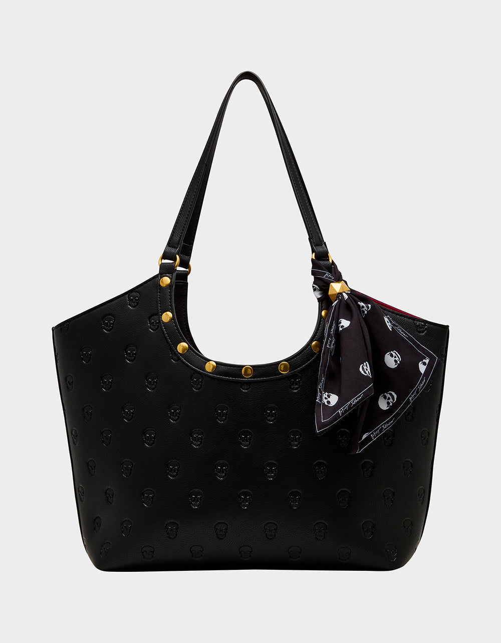Betsey Johnson GET AHEAD TOTE BLACK Black Skull Print Tote Bag With Scarf