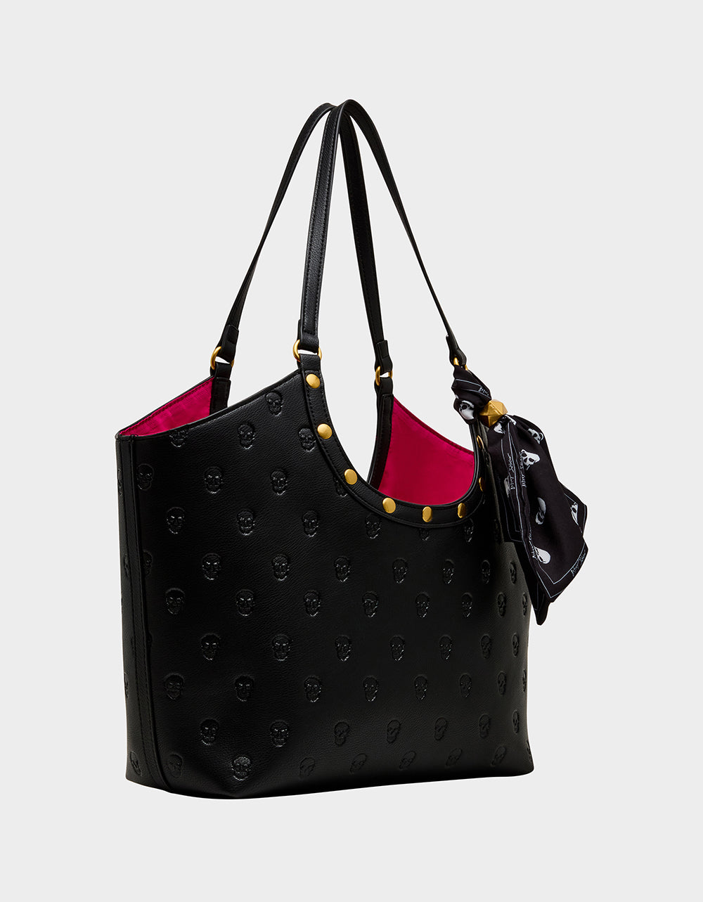 Betsey Johnson GET AHEAD TOTE BLACK Black Skull Print Tote Bag With Scarf