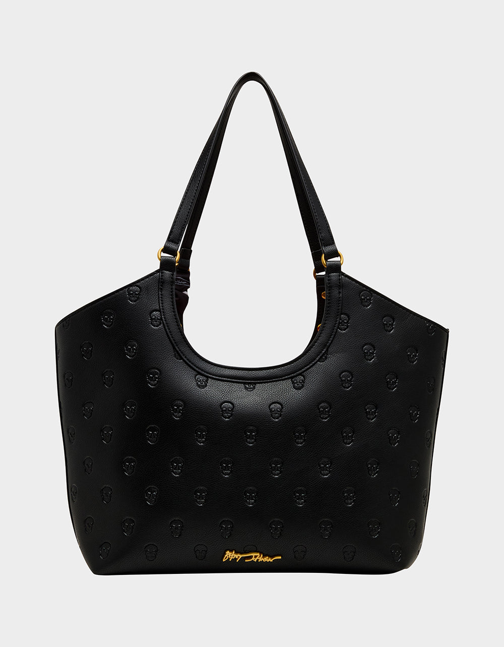 Betsey Johnson GET AHEAD TOTE BLACK Black Skull Print Tote Bag With Scarf