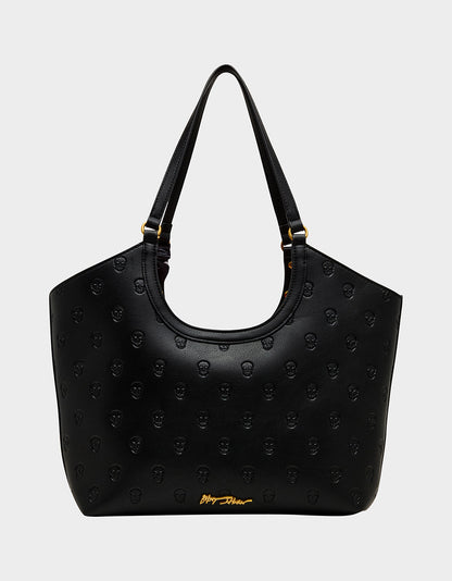 Betsey Johnson GET AHEAD TOTE BLACK Black Skull Print Tote Bag With Scarf