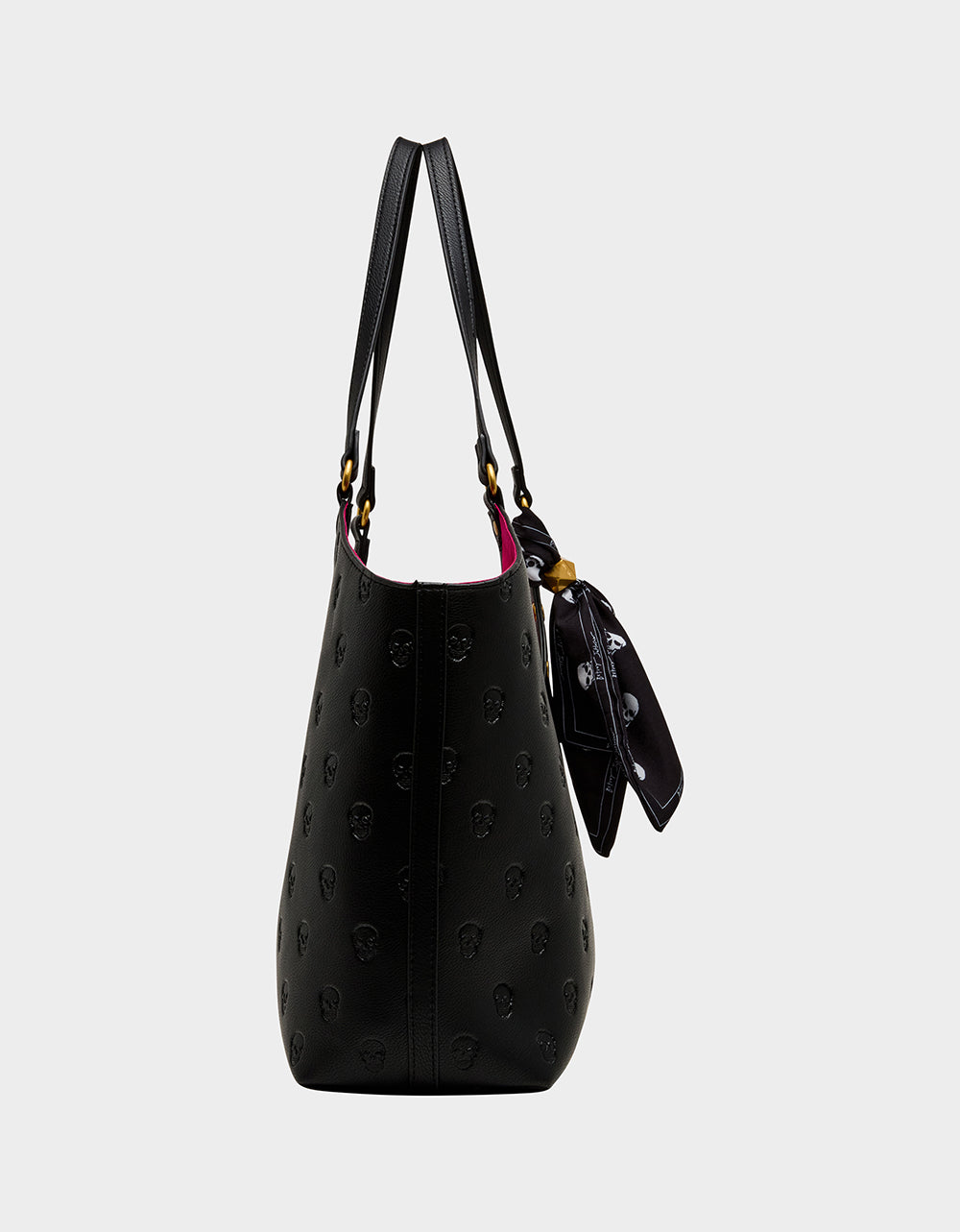 Betsey Johnson GET AHEAD TOTE BLACK Black Skull Print Tote Bag With Scarf