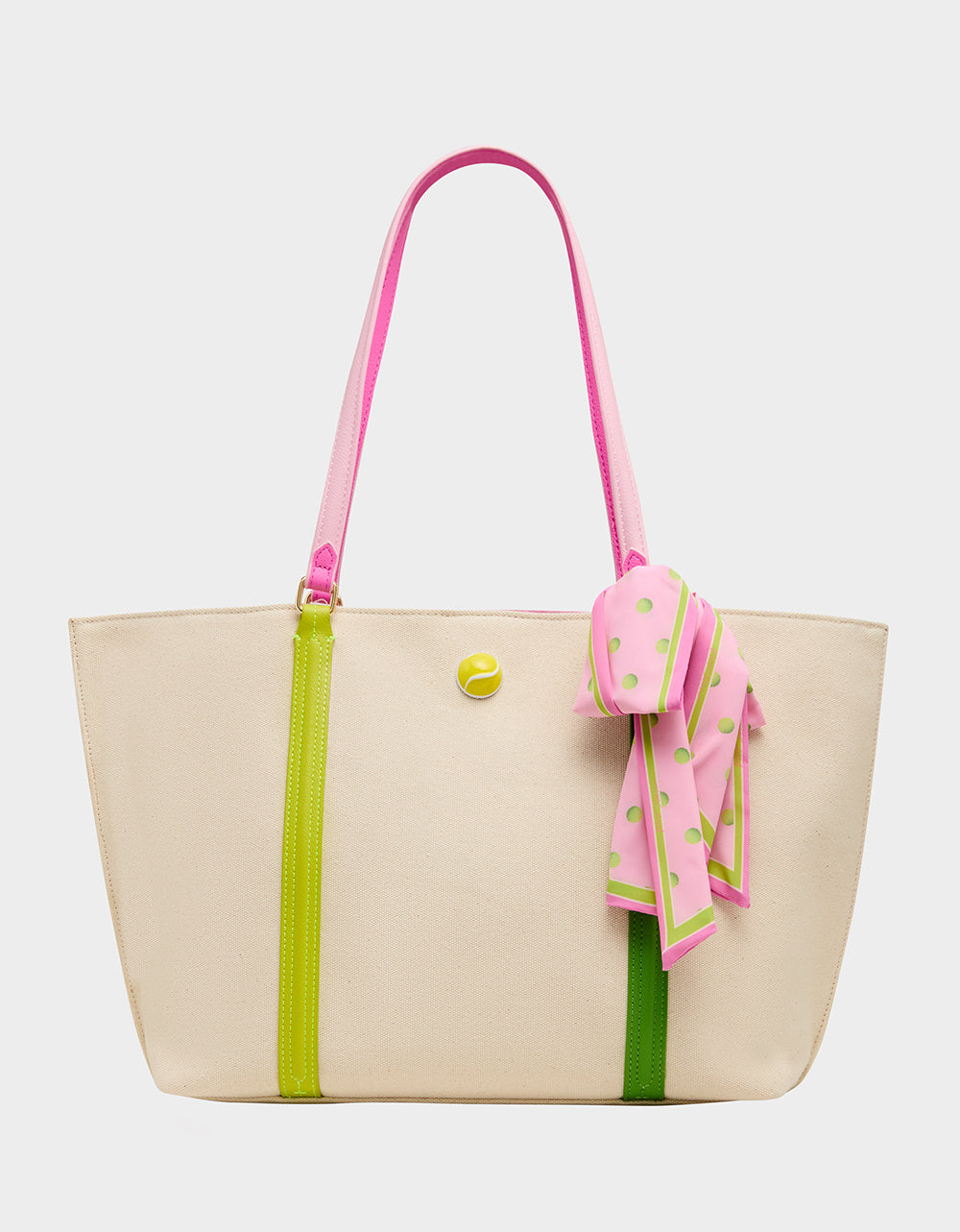 Betsey Johnson MISS MATCH TOTE NATURAL MULTI Natural Canvas Tennis Tote Sith Scarf
