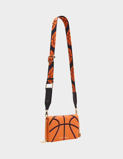 Betsey Johnson GAME TIME WALLET ON CHAIN ORANGE Women's Basketball Wallet on Chain With Charms