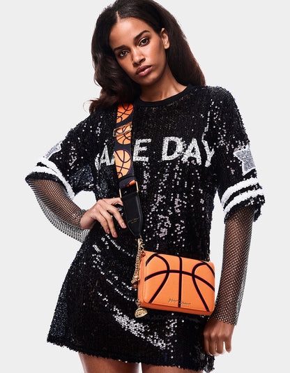 Betsey Johnson GAME TIME WALLET ON CHAIN ORANGE Women's Basketball Wallet on Chain With Charms