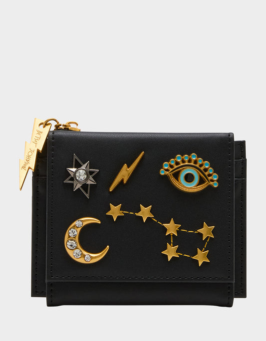 Betsey Johnson CELESTIAL BIFOLD WALLET BLACK Women's Moon Star Black Wallet