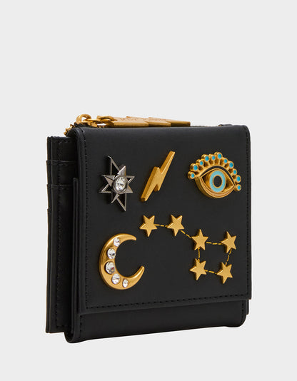 Betsey Johnson CELESTIAL BIFOLD WALLET BLACK Women's Moon Star Black Wallet