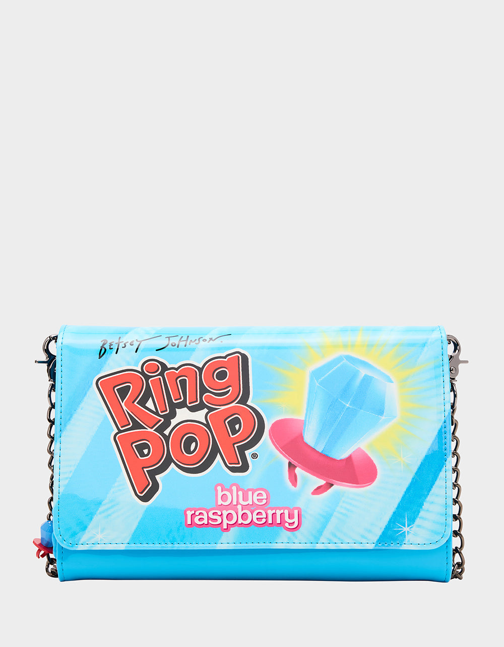Betsey Johnson RING POP PATENT WALLET ON CHAIN BLUE Women's Ring Pop Halloween Wallet