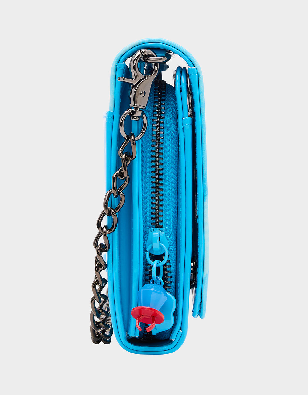Betsey Johnson RING POP PATENT WALLET ON CHAIN BLUE Women's Ring Pop Halloween Wallet