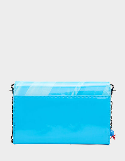 Betsey Johnson RING POP PATENT WALLET ON CHAIN BLUE Women's Ring Pop Halloween Wallet