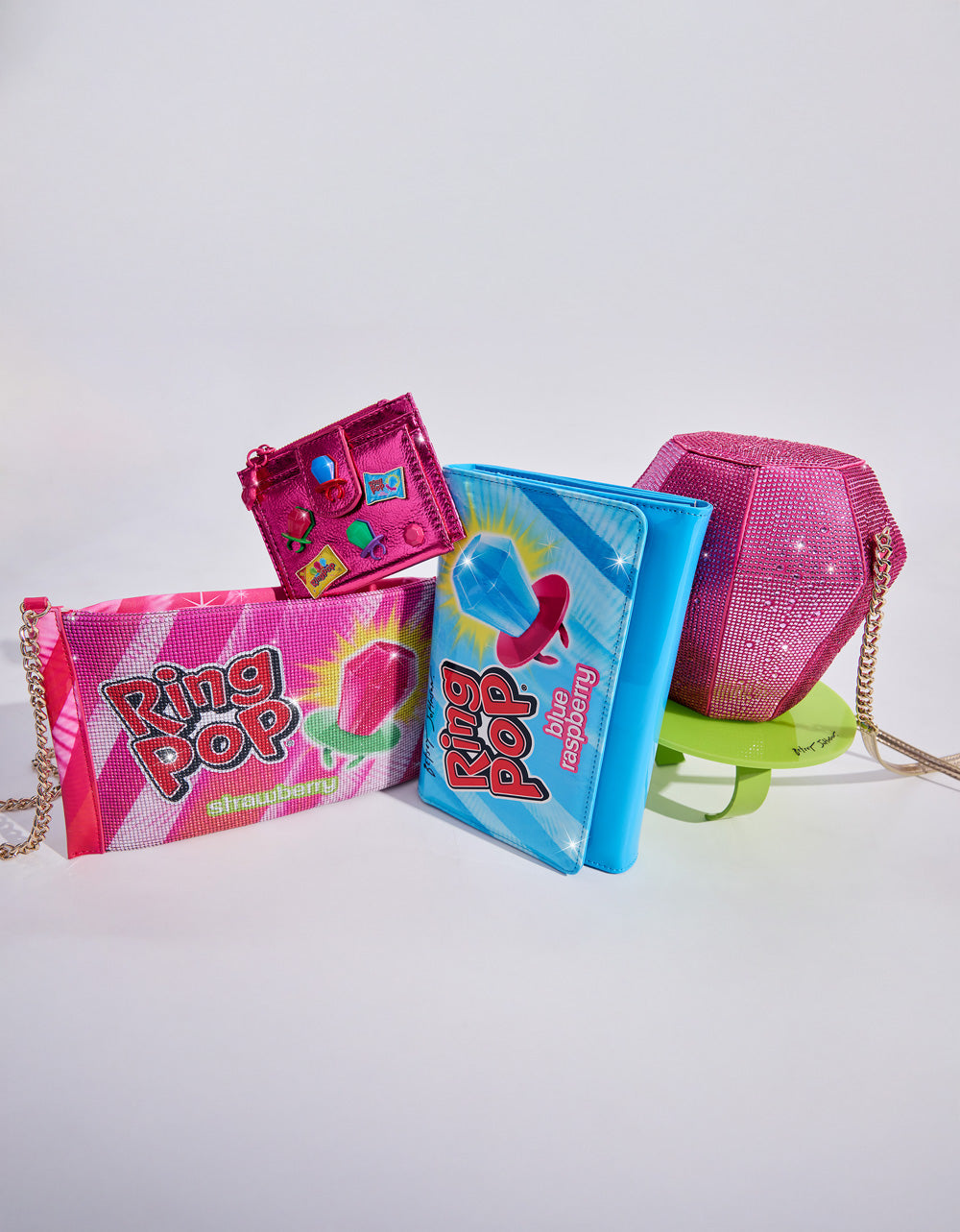 Betsey Johnson RING POP PATENT WALLET ON CHAIN BLUE Women's Ring Pop Halloween Wallet