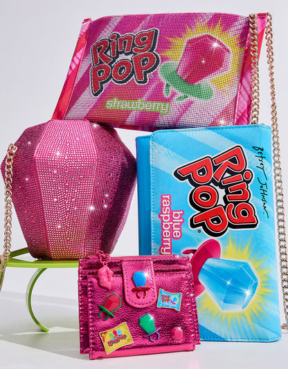 Betsey Johnson RING POP PATENT WALLET ON CHAIN BLUE Women's Ring Pop Halloween Wallet