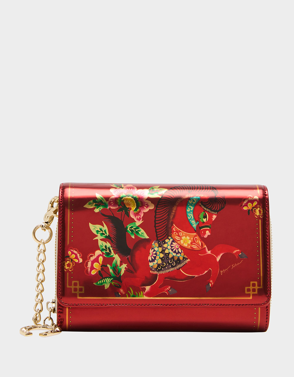 Betsey Johnson CHINESE NEW YEAR WALLET ON CHAIN RED Women's New Years Heart Crossbody Wallet