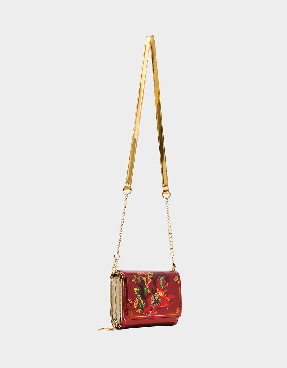 Betsey Johnson CHINESE NEW YEAR WALLET ON CHAIN RED Women's New Years Heart Crossbody Wallet