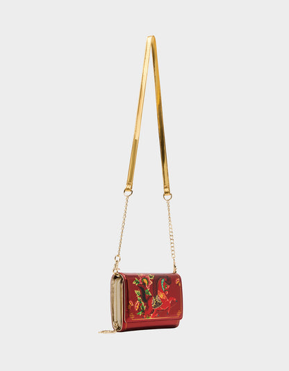 Betsey Johnson CHINESE NEW YEAR WALLET ON CHAIN RED Women's New Years Heart Crossbody Wallet