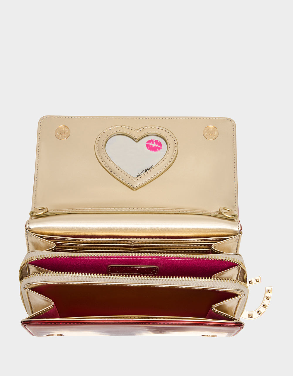 Betsey Johnson CHINESE NEW YEAR WALLET ON CHAIN RED Women's New Years Heart Crossbody Wallet