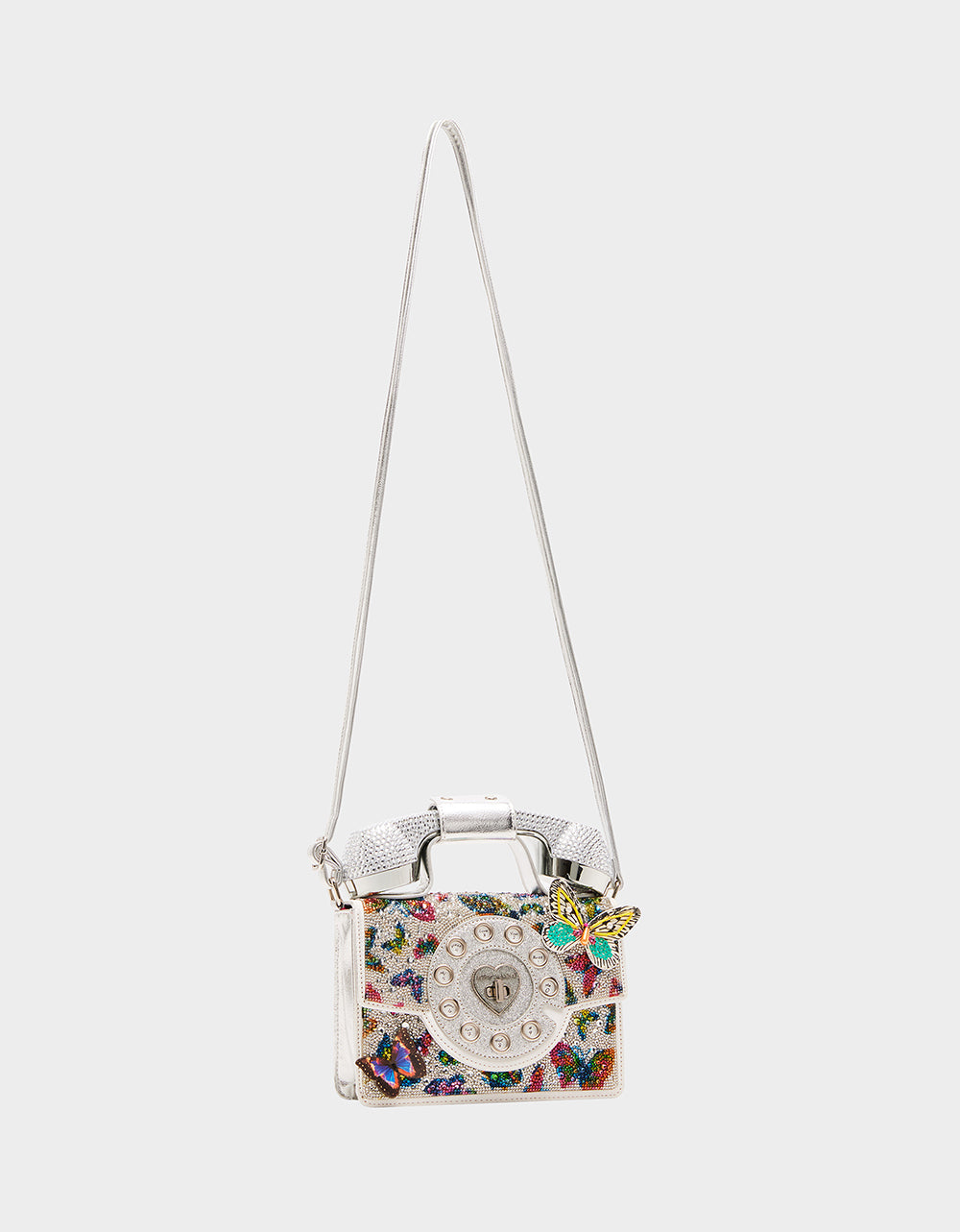Betsey Johnson KITSCH BUTTERFLY PHONE BAG SILVER/MULTI