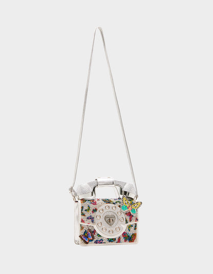 Betsey Johnson KITSCH BUTTERFLY PHONE BAG SILVER/MULTI