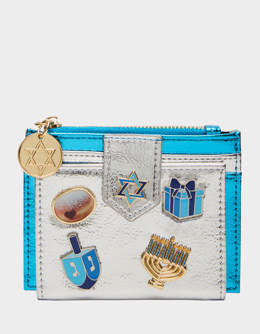 Betsey Johnson MAZEL TOV WALLET BLUE/MULTI Women's Hanukkah Holiday Wallet