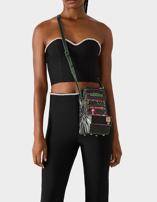 Betsey Johnson KITSCH SCORED! CROSSBODY BLACK/MULTI Women's Video-Game Inspired Crossbody Handbag
