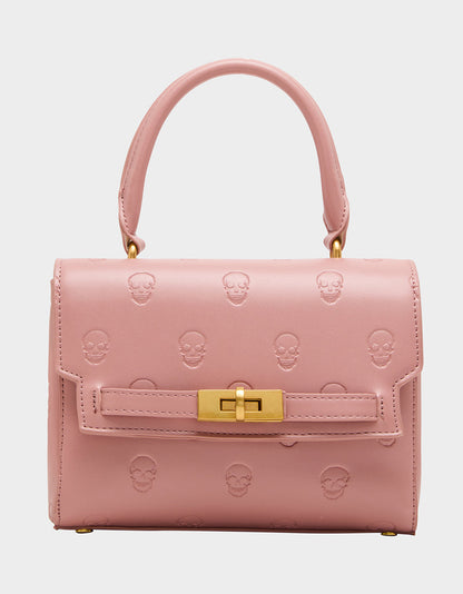 Betsey Johnson SKULLICIOUS TOP HANDLE BLUSH Women's Blush Pink Skull Top Handle Handbag with Crossbody Strap