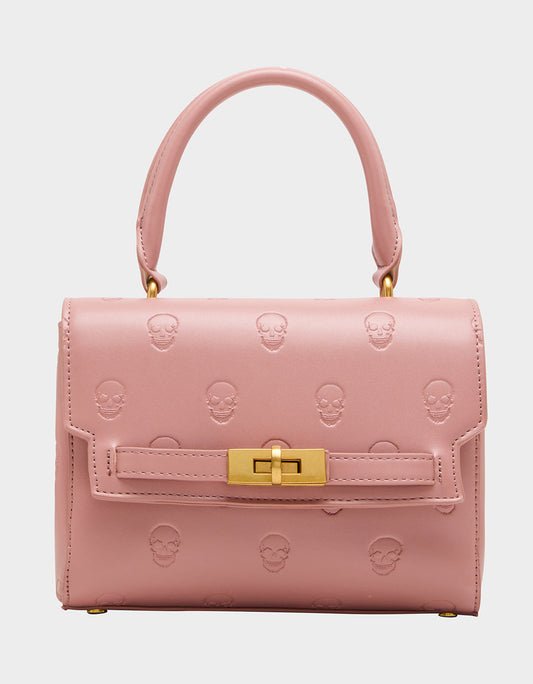 Betsey Johnson SKULLICIOUS TOP HANDLE BLUSH Women's Blush Pink Skull Top Handle Handbag with Crossbody Strap