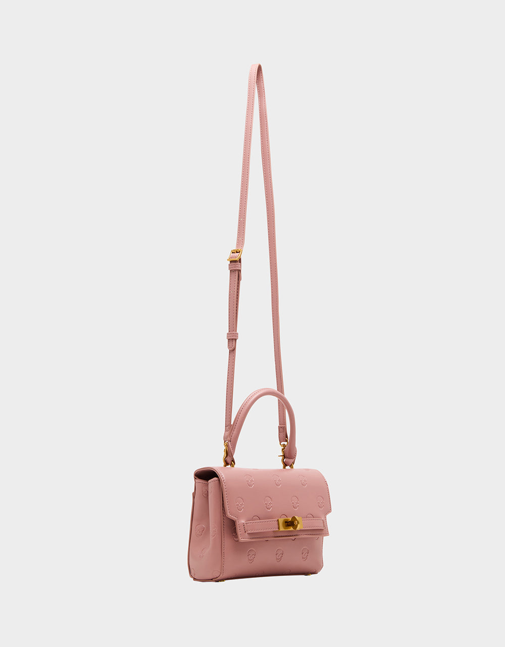 Betsey Johnson SKULLICIOUS TOP HANDLE BLUSH Women's Blush Pink Skull Top Handle Handbag with Crossbody Strap