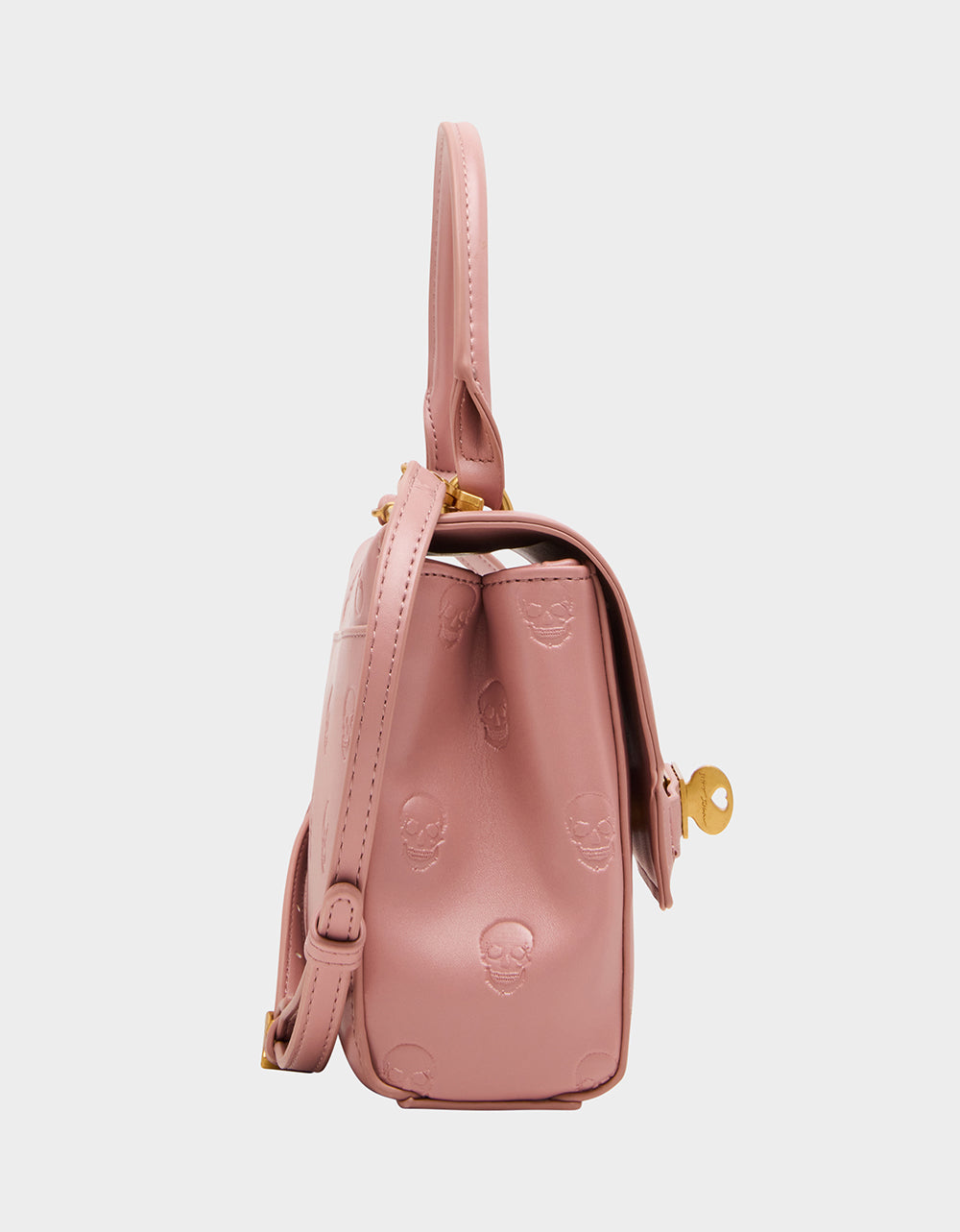 Betsey Johnson SKULLICIOUS TOP HANDLE BLUSH Women's Blush Pink Skull Top Handle Handbag with Crossbody Strap
