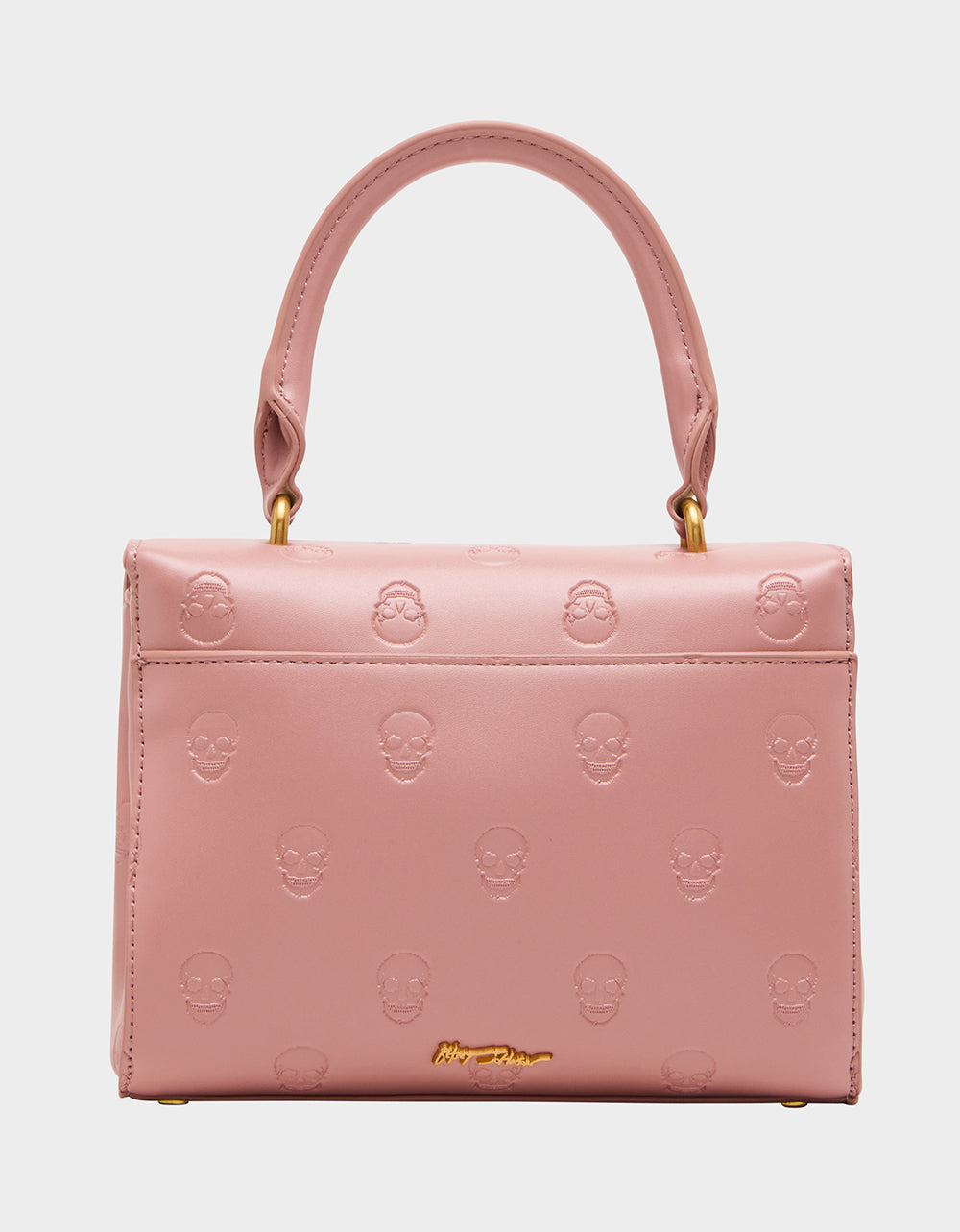 Betsey Johnson SKULLICIOUS TOP HANDLE BLUSH Women's Blush Pink Skull Top Handle Handbag with Crossbody Strap