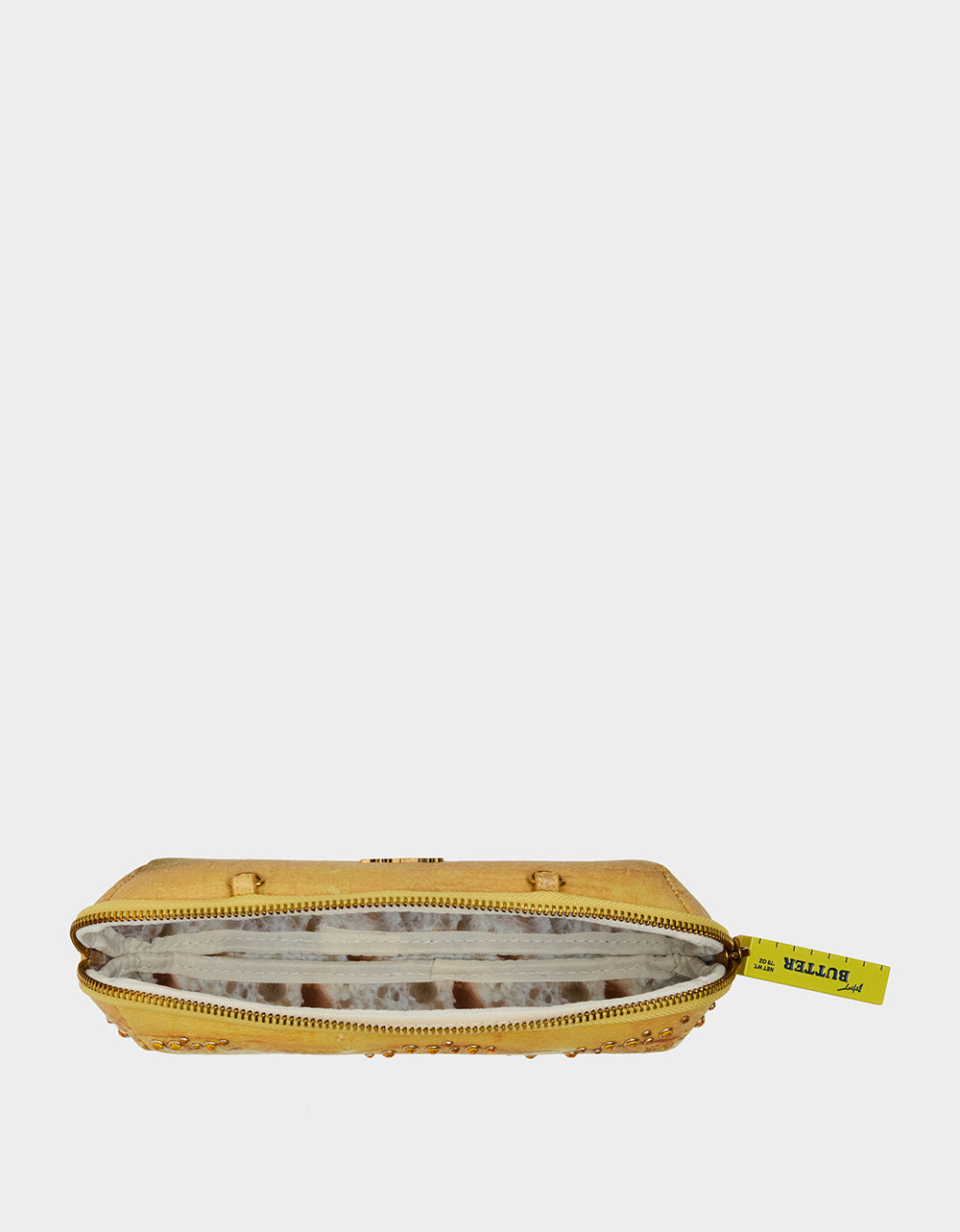 Betsey Johnson KITSCH BAGUETTE ABOUT IT SHOULDER BAG TAN Women's Kitsch Baguette Bread Shoulder Rhinestone Embellished Handbag