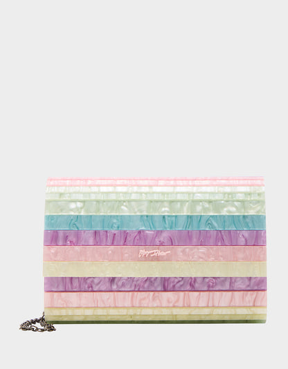 Betsey Johnson STRIP STRIP HOORAY CLUTCH PASTEL