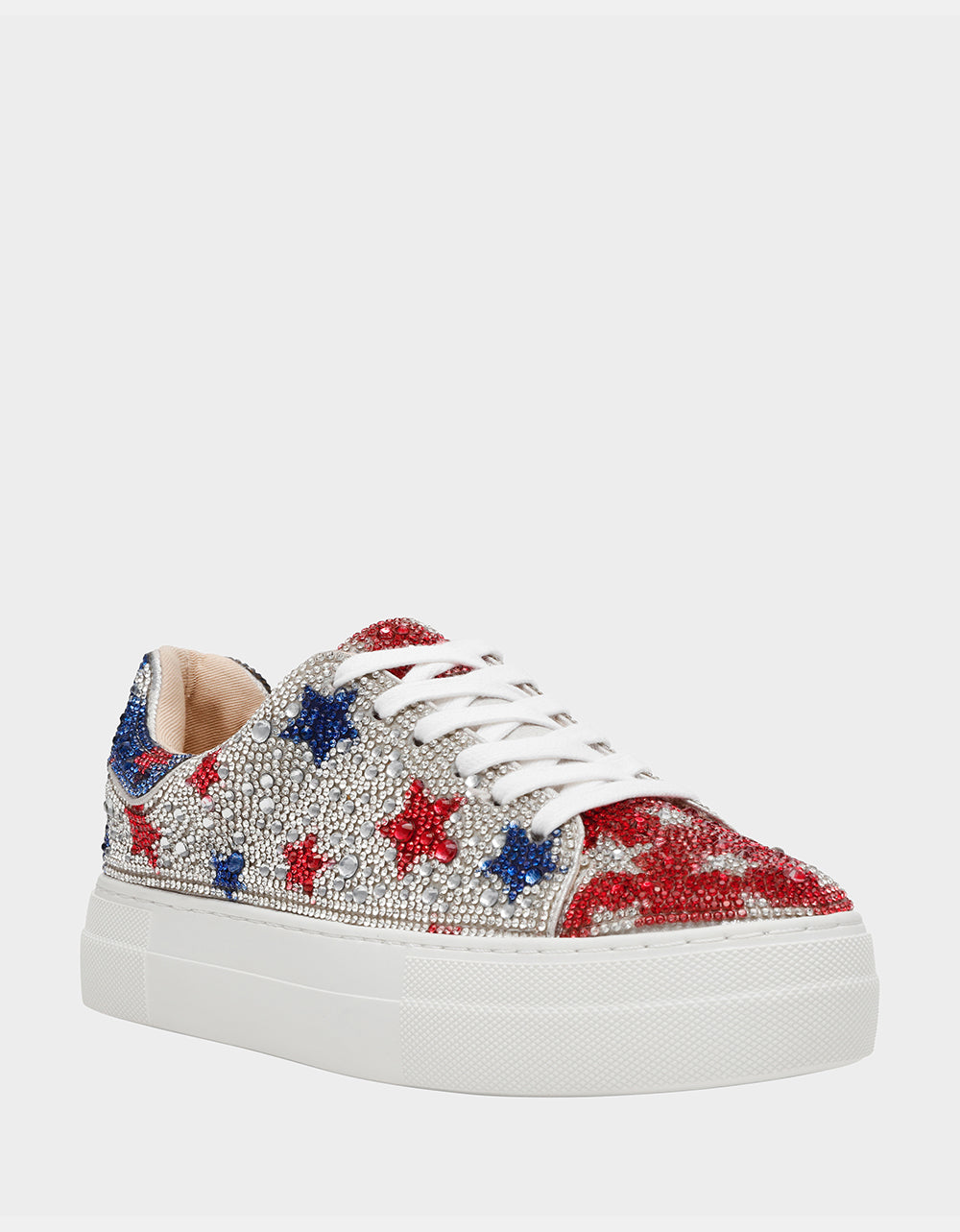 Betsey Johnson AMERICANA BUNDLE Women's Red White Blue USA Star Sneakers and American Flag Handbag Bundle