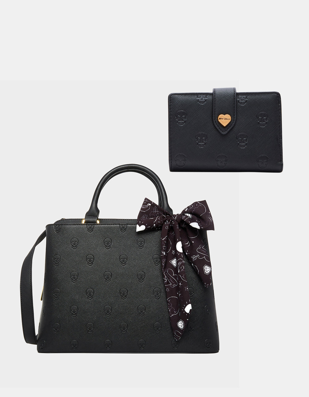 Betsey Johnson SKULLICIOUS BUNDLE Women's Skull Print Handbag and Wallet