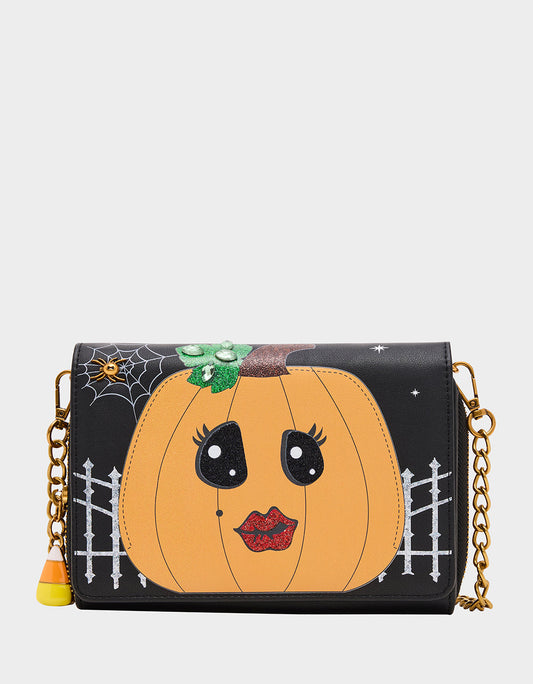 Betsey Johnson GOURDGOUS WALLET ON CHAIN BLACK MULTI Women's Pumpkin Halloween-Themed Wallet