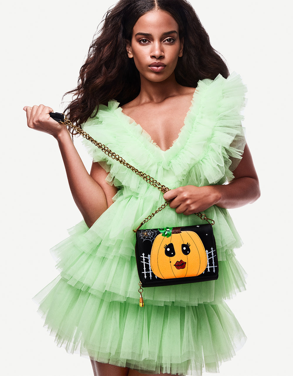 Betsey Johnson GOURDGOUS WALLET ON CHAIN BLACK MULTI Women's Pumpkin Halloween-Themed Wallet