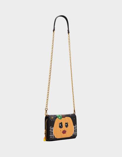 Betsey Johnson GOURDGOUS WALLET ON CHAIN BLACK MULTI Women's Pumpkin Halloween-Themed Wallet