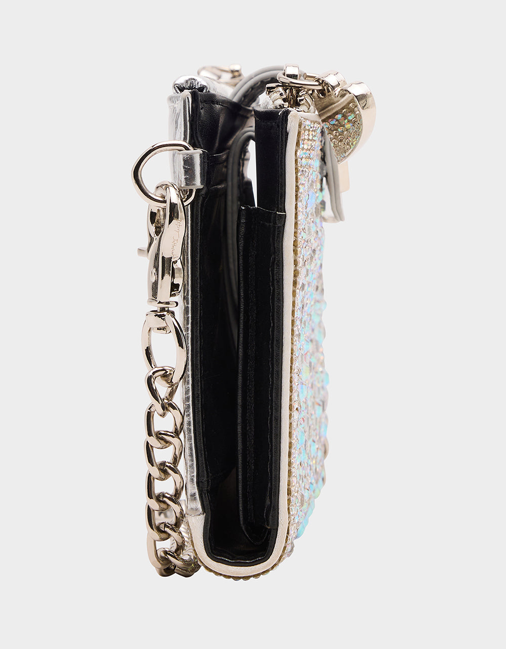 Betsey Johnson RHINESTONE HOLIDAY BUNDLE Women's Rhinestone Block Heel and Wallet on Chain Phone Holder Crossbody