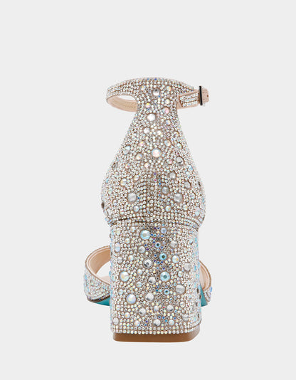 Betsey Johnson RHINESTONE HOLIDAY BUNDLE Women's Rhinestone Block Heel and Wallet on Chain Phone Holder Crossbody