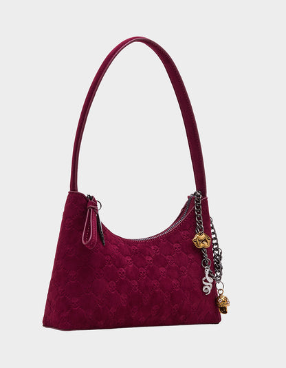 Betsey Johnson HEADLINER DEBOSS TOP ZIP CHERRY Women's Skull Print Shoulder Charm Handbag