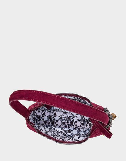 Betsey Johnson HEADLINER DEBOSS TOP ZIP CHERRY Women's Skull Print Shoulder Charm Handbag