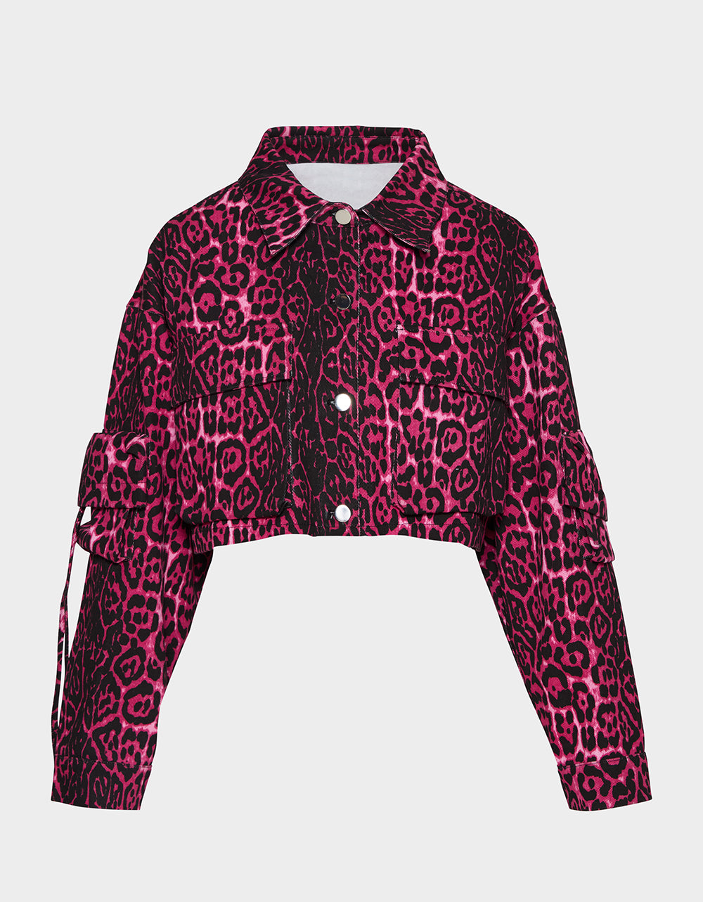 Betsey Johnson WILD IN PINK BUNDLE Women's Pink Leopard Cropped Jacket and Cargo Pant Set