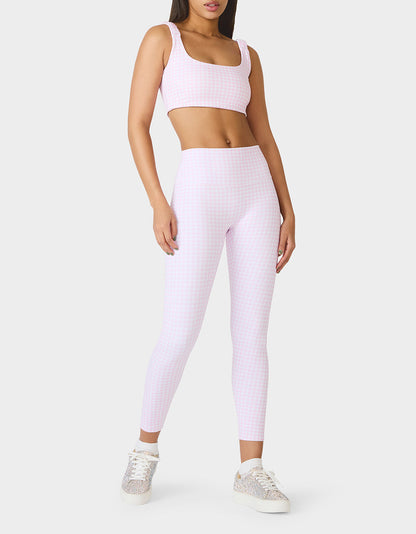 Betsey Johnson GINGHAM PRINT BRA TOP PINK MULTI Women's Activewear Pink Gingham Bra Top