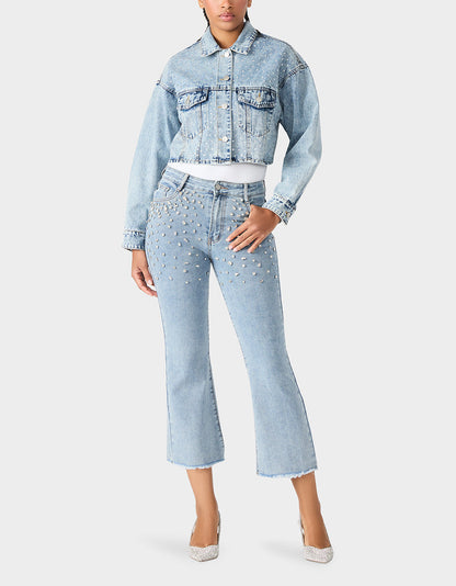 Betsey Johnson THE JEWELED JEAN DREAM BUNDLE Women's Rhinestone Denim Jacket and Jeans Set