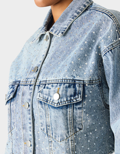Betsey Johnson THE JEWELED JEAN DREAM BUNDLE Women's Rhinestone Denim Jacket and Jeans Set